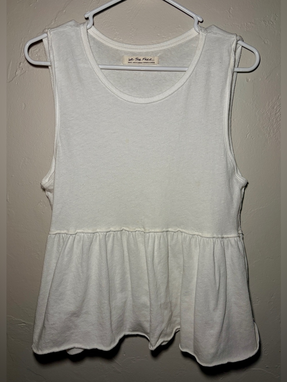 Free People We The Free Anytime Peplum Tank Top White Size S
